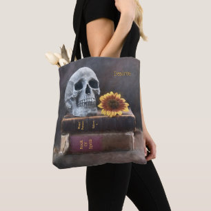 boeken van de schedel Geel Zonnebloem Gothic Tote Bag