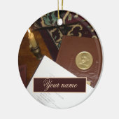 Boeken van de vorige eeuw keramisch ornament (Links)