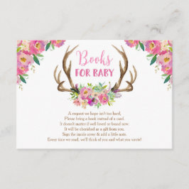 Boeken van een meisje met een kleine bijtende kleu informatiekaartje