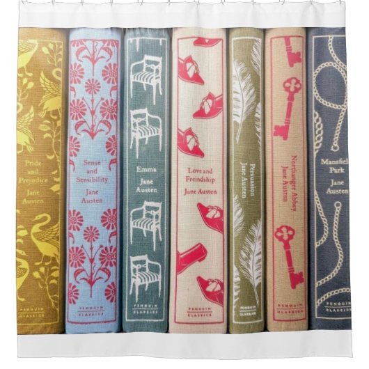 Boeken van Jane Austen Douchegordijn (Voorkant)