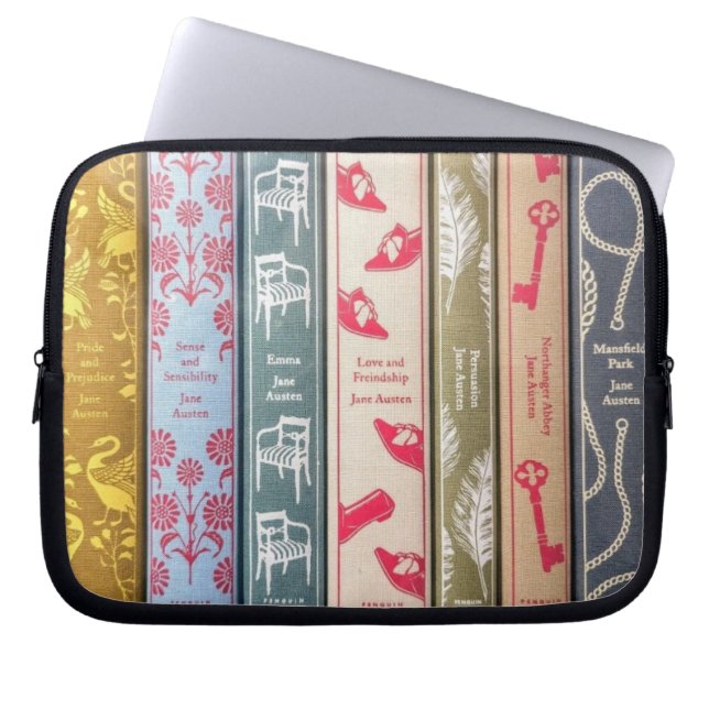 Boeken van Jane Austen Laptop Sleeve (Voorkant)