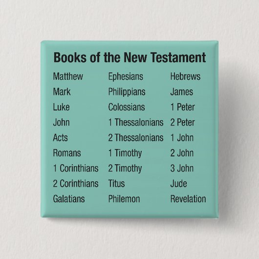 Boeken van New Testament Vierkante Button 5,1 Cm (Voorkant)