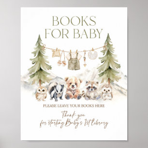 Boeken verzoek bos avontuur jongen baby shower poster