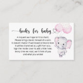 Boeken Verzoek om Baby roze olifant Baby shower Informatiekaartje (Voorkant)