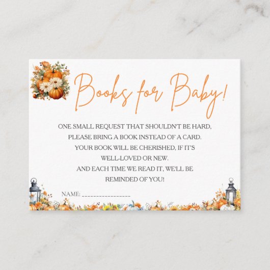 BOEKEN VOOR BABY A Little Pumpkin Herfst Autumn Informatiekaartje (Voorkant)