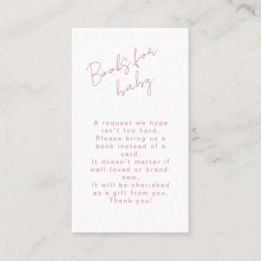 Boeken voor Baby Baby Chic Pink Seashell Baby show Informatiekaartje (Voorkant)