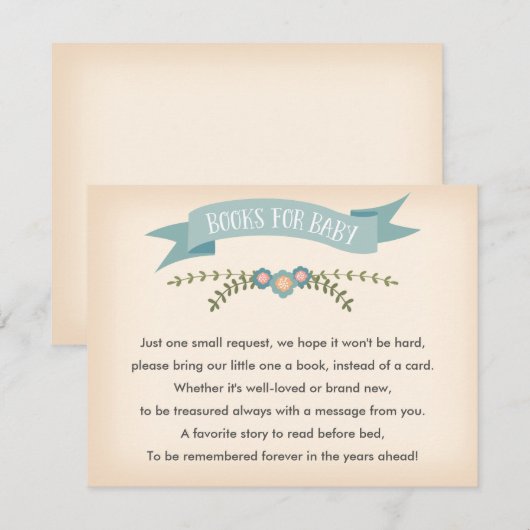 Boeken voor baby - Baby shower Kaart (Voorkant / Achterkant)