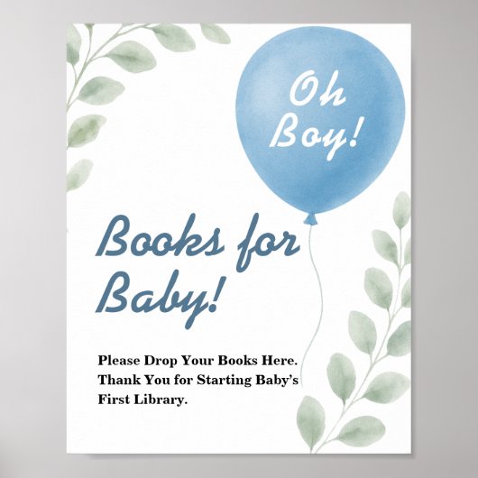 Boeken voor Baby Balloon Eucalyptus Baby shower SI Poster (Voorkant)