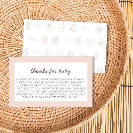 Boeken voor Baby Beach Seashell Baby shower Informatiekaartje