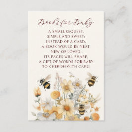 Boeken voor Baby Bee Wildflower Floral Baby shower Informatiekaartje