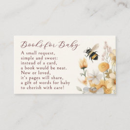 Boeken voor Baby Bee Wildflower Floral Baby shower Informatiekaartje