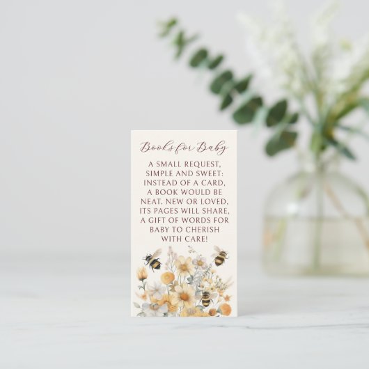 Boeken voor Baby Bee Wildflower Floral Baby shower Informatiekaartje (Staand voorkant)