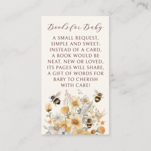 Boeken voor Baby Bee Wildflower Floral Baby shower Informatiekaartje (Voorkant)
