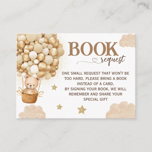 Boeken voor Baby Beer Ballons Neutraal Informatiekaartje (Voorkant)