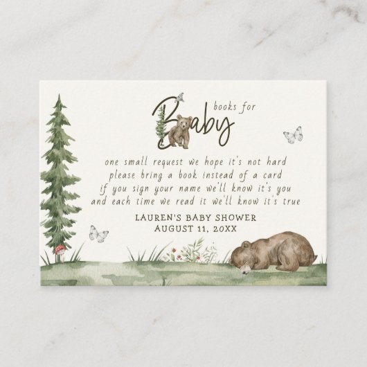 Boeken voor Baby Beer Gender Neutral Woodland Show Informatiekaartje (Voorkant)