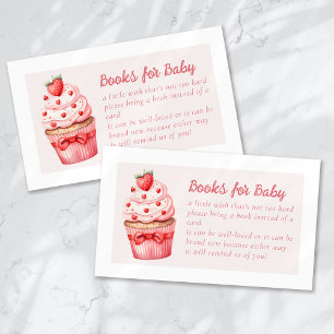 Boeken voor Baby Berry Sweet Pink Cupcake Hearts Informatiekaartje