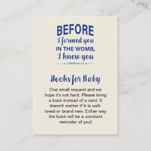 Boeken voor Baby Bible Verse Baby shower Blue Informatiekaartje