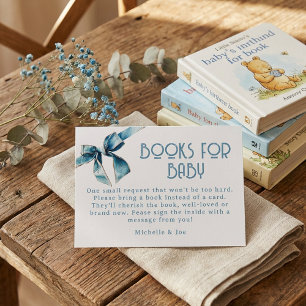Boeken voor baby bijsluiterkaart met blauwe jeans informatiekaartje