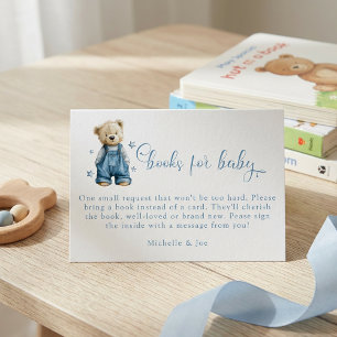 Boeken voor baby bijsluiterkaart met blauwe jeans informatiekaartje