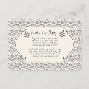 Boeken voor baby blauw getinte nautische patroon informatiekaartje