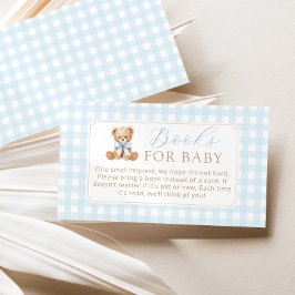 Boeken voor baby Blauwe Gingham Teddybeer Informatiekaartje