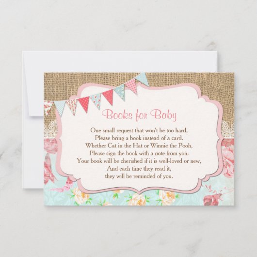Boeken voor baby, bloemenjute boek aanvraag insert kaart (Voorkant)