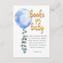 Boeken voor Baby Blue Balloon Boy Baby shower Kaar Informatiekaartje