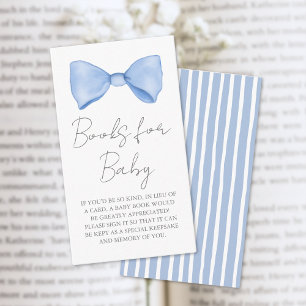 Boeken voor Baby Blue Bow Baby shower Informatiekaartje