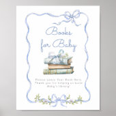 Boeken voor baby Blue bow New Chapter baby shower Poster (Voorkant)