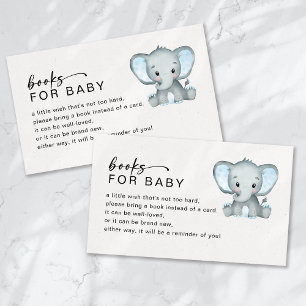 Boeken voor Baby Blue Elephant Baby shower Informatiekaartje