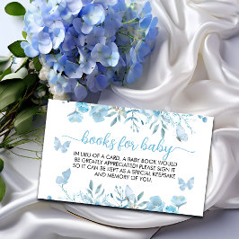Boeken voor Baby Blue Floral Baby shower Informatiekaartje