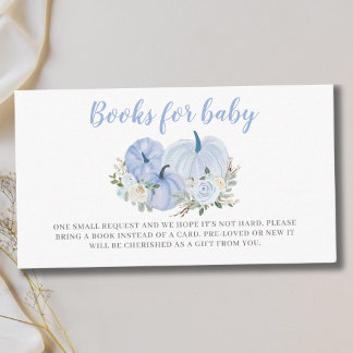Boeken voor Baby Blue Little Pumpkin Baby shower Informatiekaartje