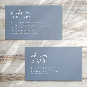 Boeken voor Baby Blue Minimalistisch Baby shower Informatiekaartje