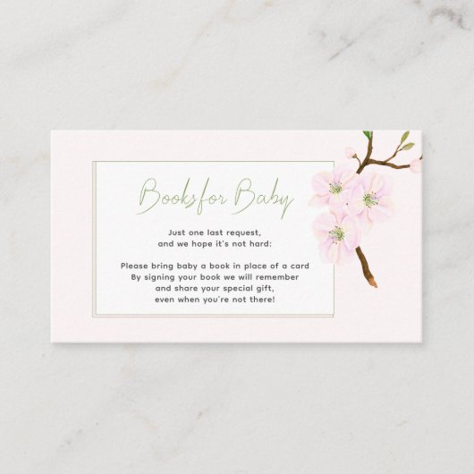Boeken voor Baby blush roze spring baby shower Informatiekaartje (Voorkant)