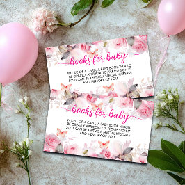 Boeken voor Baby Blush Rozen Baby shower Informatiekaartje