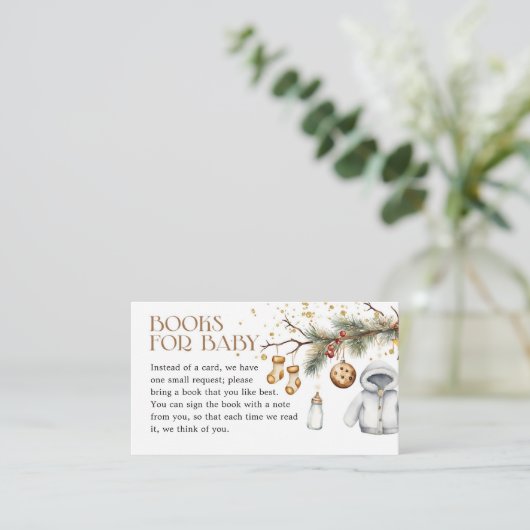 Boeken voor Baby Boho Christmas Baby shower Informatiekaartje (Staand voorkant)