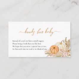 Boeken voor Baby Boho Floral Pumpkin Baby shower Informatiekaartje