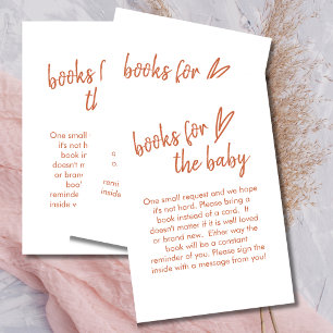 Boeken voor Baby Boho Minimalist Heart Terracotta Informatiekaartje