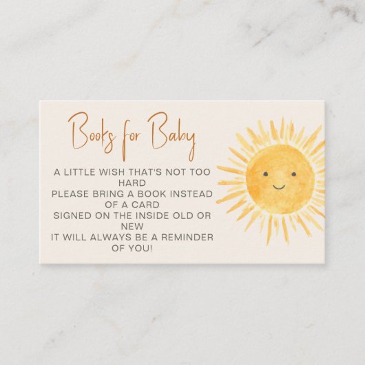Boeken voor Baby Boho Sunshine Baby shower Informatiekaartje (Voorkant)