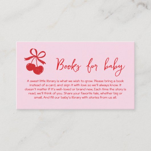 Boeken voor Baby Bow Cherry Pink & Red Hand Drawn Informatiekaartje (Voorkant)