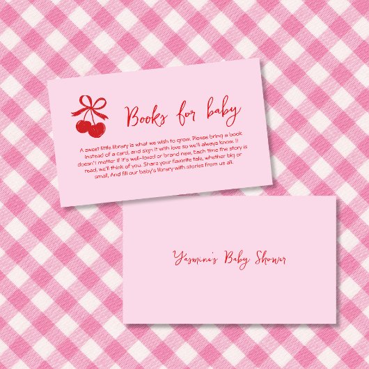Boeken voor Baby Bow Cherry Pink & Red Hand Drawn Informatiekaartje