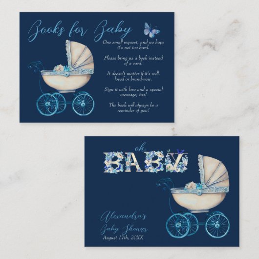 Boeken voor Baby Boy Baby Carriage Informatiekaartje (Voorkant / Achterkant)