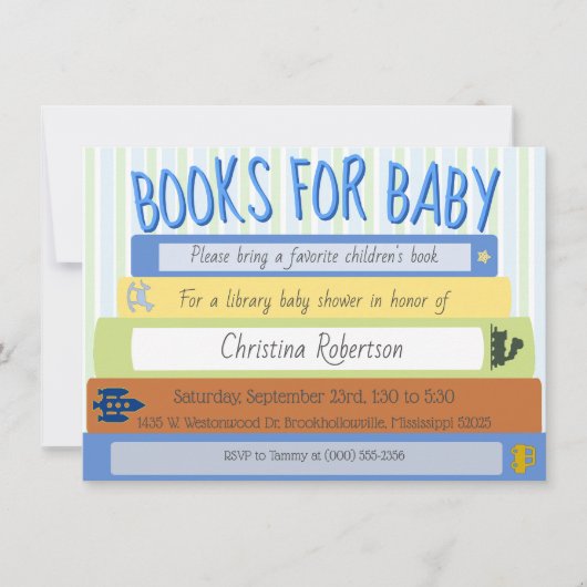 Boeken voor Baby Boy Baby shower Invitation Kaart (Voorkant)