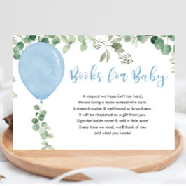 Boeken voor baby boy blauwe ballonnen eucalyptus informatiekaartje