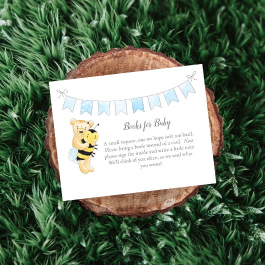 Boeken voor Baby Boy Teddy Bear and Bee Informatiekaartje
