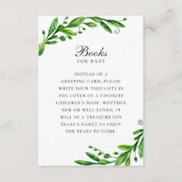 Boeken voor baby. Breng een boekaanvraag. Greenery Informatiekaartje