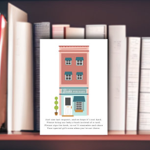 Boeken voor Baby Building Pink Baby shower Informatiekaartje