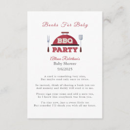 Boeken voor Baby buitenshuis BBQ-Baby shower Informatiekaartje