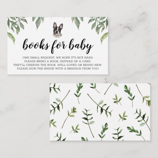 Boeken voor Baby Bulldog Boho Greenery Informatiekaartje (Voorkant / Achterkant)