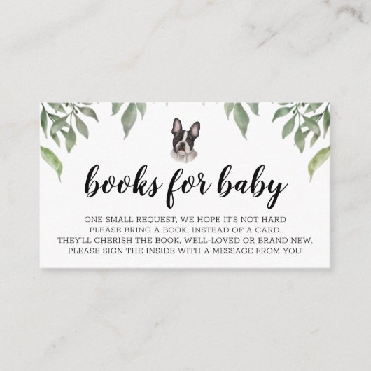 Boeken voor Baby Bulldog Boho Greenery Informatiekaartje (Voorkant)